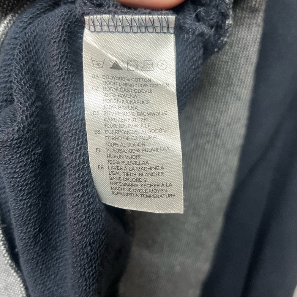 Men's Navy Hoodie with Gray Accents. Large - Picture 3 of 4